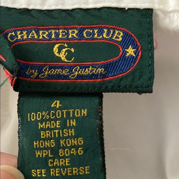 Vintage Charter Club Cream Lace Yoke Button Down Shirt Size 4 100% Cotton - Picture 3 of 8